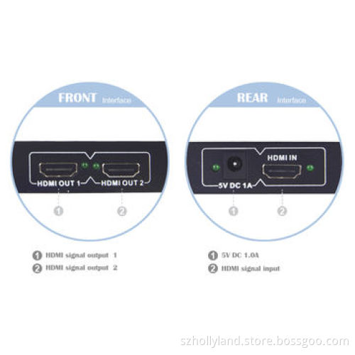 Full HDMI 1.4 1x2 Splitter with HDCP and 8kV ESD ProtectionNew